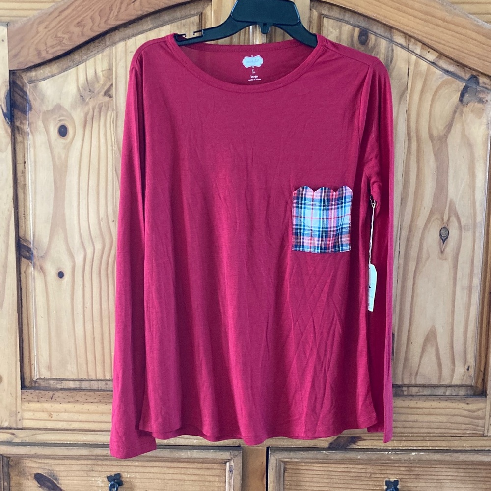 Women’s Mud Pie red long sleeve pajama shirt size L - NWT